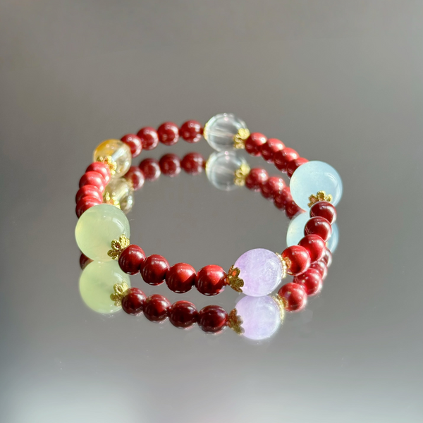Everything Goes Well, Five Elements Cinnabar, Crystal Cinnabar Bracelet