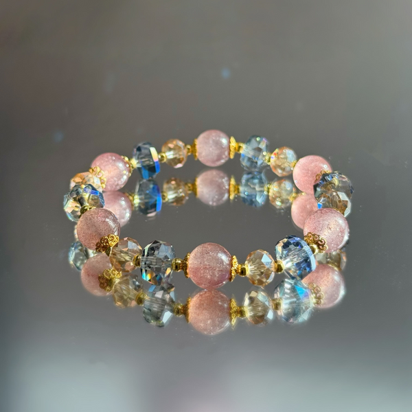 Wealth-Attracting and Prosperity-Bringing, Aquamarine Strawberry Crystal Bracelet