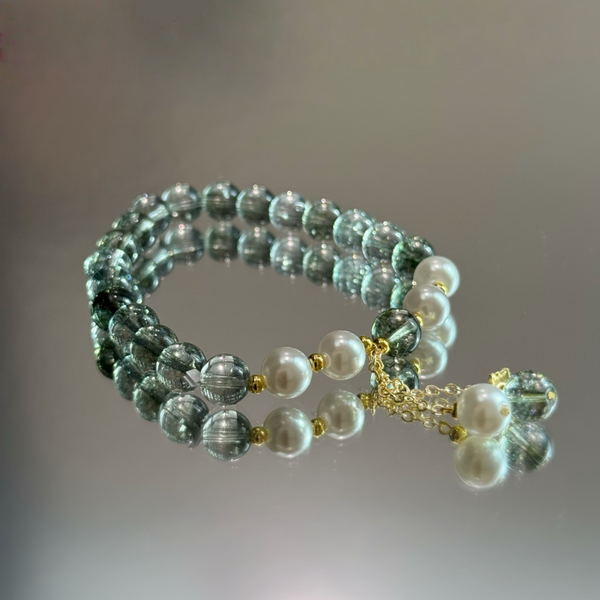 Green Phantom Pearl, Crystal Pearl Bracelet