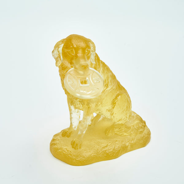 Natural Raw Stone Carved Crystal Dog Ornament (Zodiac Series)