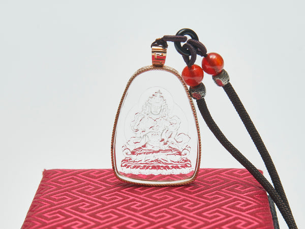 Vajrasattva Pendant, Portable Bodhisattva Guardian Necklace, Jiuhua Mountain Peace Amulet, Natural White Crystal Buddha Pendant