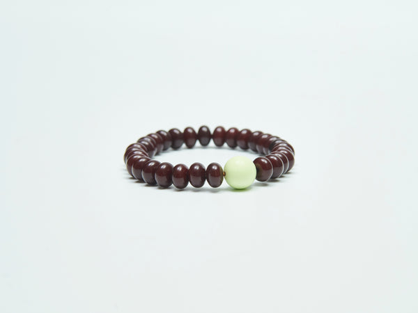 Red bodhi root with lemon jade in between Rosary