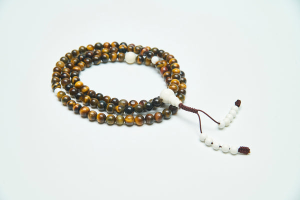 Natural Yellow Tiger's Eye Bracelet, 108-Bead Yellow Tiger's Eye Buddhist Rosary (Bracelet & Necklace) - Spiritual Amulet