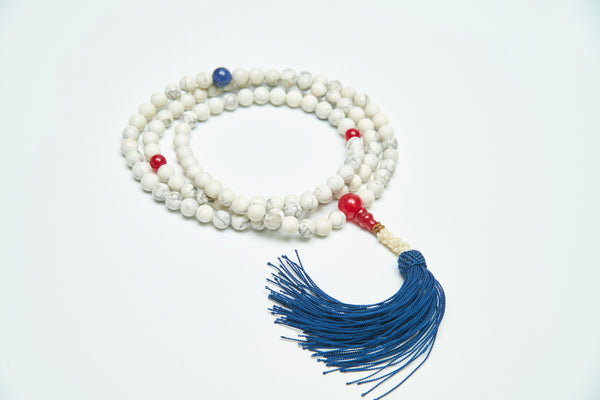 White turquoise with red agate; Blue-veined stone Rosary