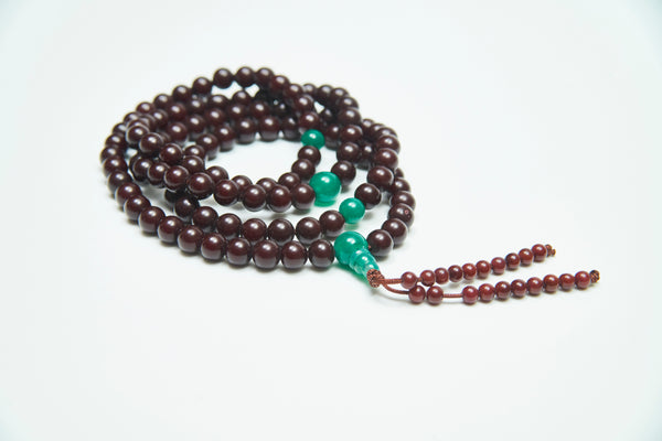 Protection Energy Red Bodhi and Green Agates Mala 108 Mala Beads
